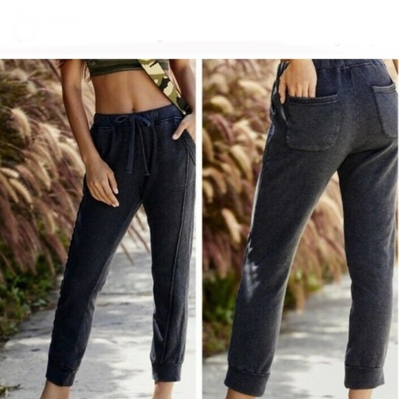 NWT FREE PEOPLE MOVEMENT SWEATPANTS BLACK LOUNGE SLOUCH JOGGER PANT BOYFRIEND S - Picture 4 of 16